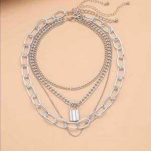 2pcs Lock Decor Chunky Chain Layered Necklaces